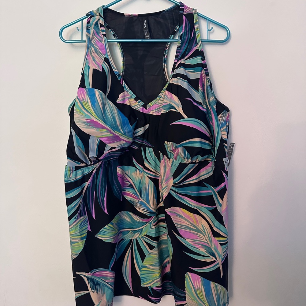 Torrid Tropical Leaf Print Tankini Swimsuit Top